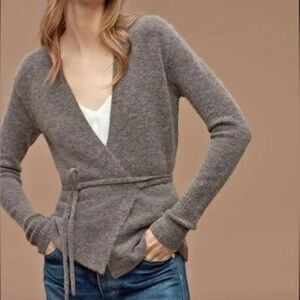 Aritzia Wilfred Free Deep Brown/Green Ballet Wrap Cardigan